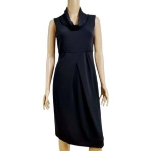 Lafayette 148 New York Sleeveless Black Cowl Neck Midi Dress Size 6